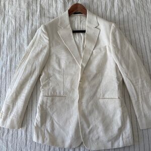 Banana Republic 42R Slim Fit White Sport Coat/Blazer Cotton/linen Blend